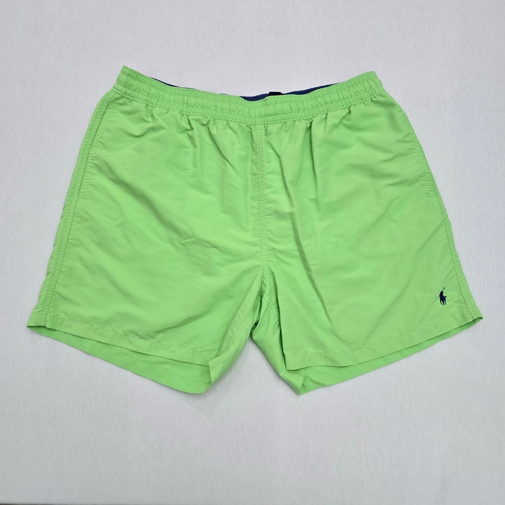 Polo Ralph Lauren Mens Swim Trunks XXL Lime Green Nylon Mesh Lined Pony Logo